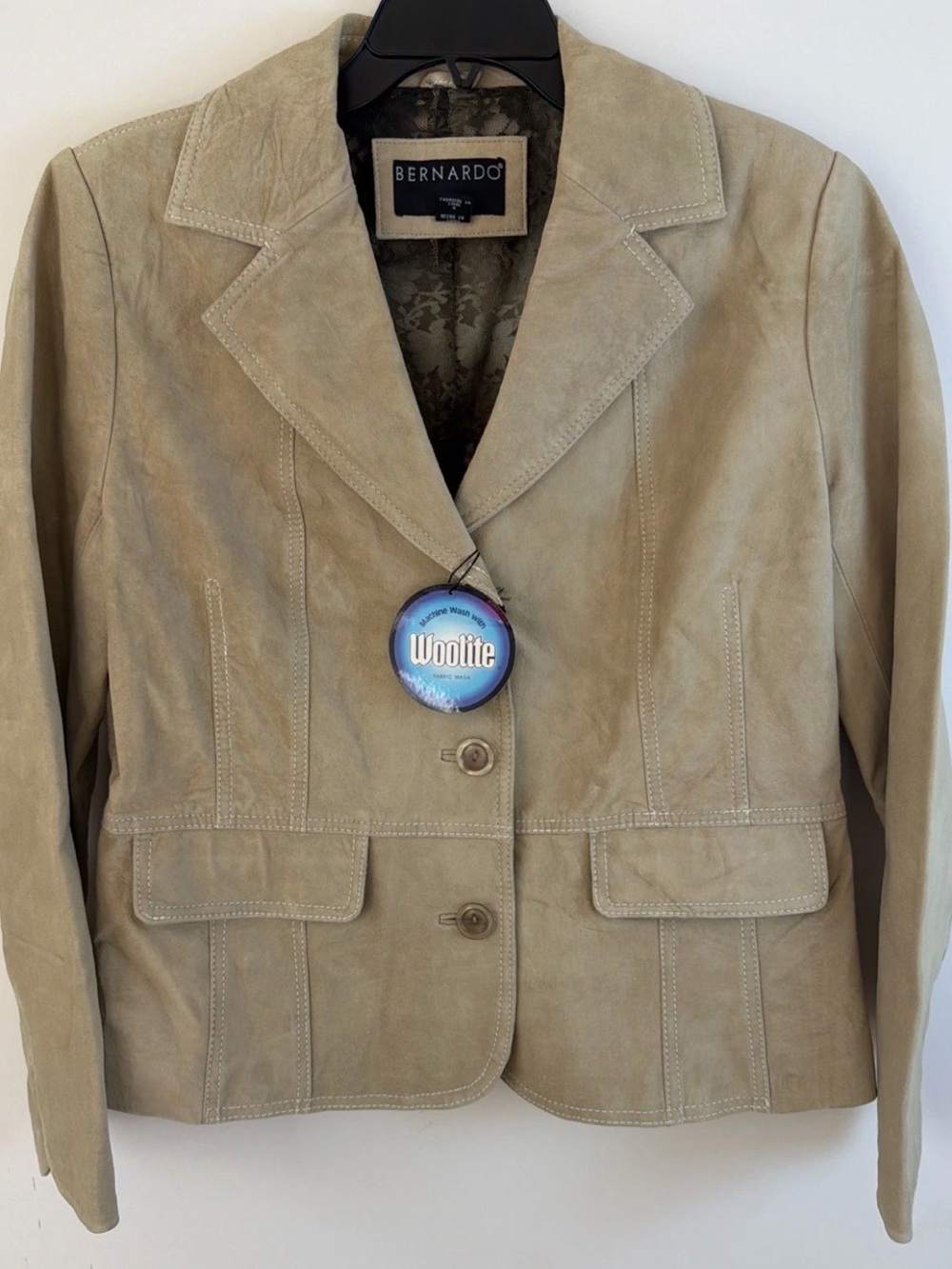 Bernardo Women's Tan Suede Leather Blazer Jacket Size Large L